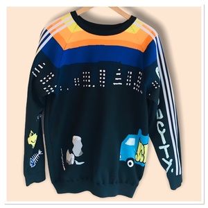 Adidas United Arrows And Sons Knit Sweater City Graffiti Black Size Large